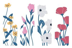 Set of illustrations with different flowers. Floral compositions. For labels and packaging designs. vector