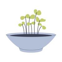 Simple illustration of sprouts in a pot. Perfect for minimalist and botanical designs. vector