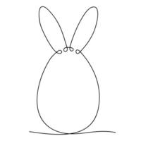 Easter egg with bunny ears in one continuous line illustration isolated on white background vector