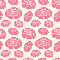 Pink carnations flowers on light background seamless pattern vector