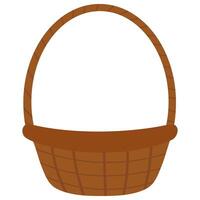 Dark brown empty wicker basket isolated on transparent background vector