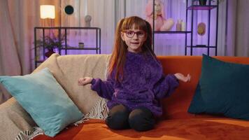 Toddler child girl asking what why reason of failure, demonstrating disbelief irritation by troubles video