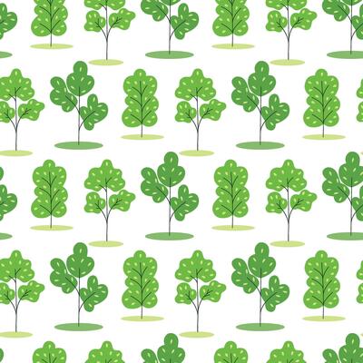 Young trees with green lush crown background