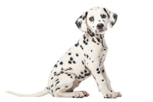 Dalmatian puppy sitting looking at the camera isolated -generated by ai png