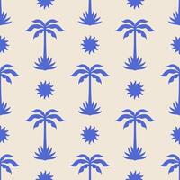 Sea beach seamless pattern with palm trees. Seamless pattern. Background design. Repeating print for fabric, wrapping paper, textile, wallpaper vector