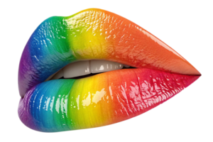 Rainbow Lips isolated, 3d rendering - generated by ai png