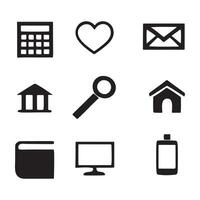 Set of Simple Black and White Flat Icons for Web Design vector