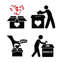 Simple Icons Illustrating Donation Processes vector