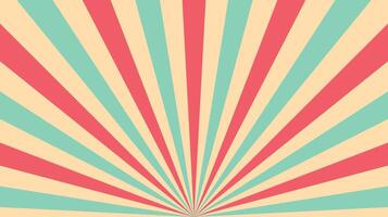 Sunray circus-inspired retro background with a radial vintage burst. Sunburst pattern featuring striped beams and starburst lines. Old poster-style illustratio vector