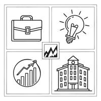 Simple Business Icons Set for Success and Growth vector