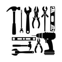 Essential Tools Silhouette Set for Design and Construction vector