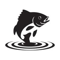 Striking Silhouette of a Fish Leaping from Water vector