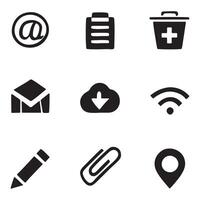 Set of Simple Black and White Icons for Web or App Design vector