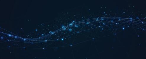 abstract blue background with connected lines and dots vector
