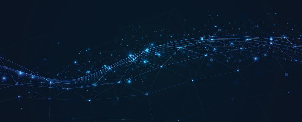 abstract blue background with connected lines and dots