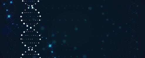 dna molecule on dark background with dots vector