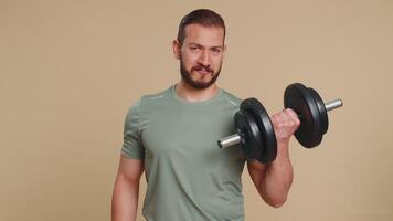 Athlete sportive man showing inviting gesture hello with hands, ask to join, welcome, come, join us video