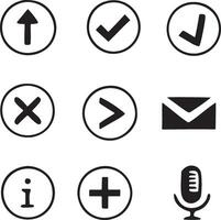 Simple Black and White User Interface Icons vector