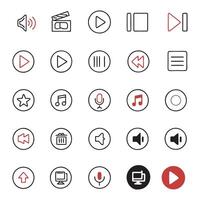 Modern Flat Line Icons for Multimedia Control vector