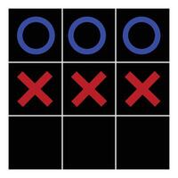 Tic-Tac-Toe Game Board with Player Two Winning Position vector