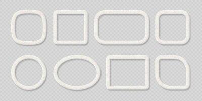 A collection of light 3D frames of different shapes including oval, circle, square and rectangle with a subtle decorative pattern, perfect for digital design projects. vector