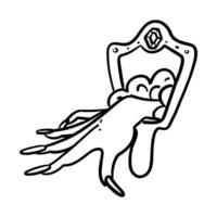 witch's hand comes out of the mirror in a doodle style. magic of the portal. Suitable for horror, fantasy, and mystery projects. Halloween. For design of books, games, and materials related to magic vector