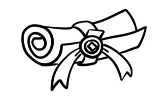 magic paper with the seal is rolled up in a doodle style. It is suitable for projects in the genre of fantasy and magic. It can be used in books, games, or to create a mystical atmosphere in a design. vector