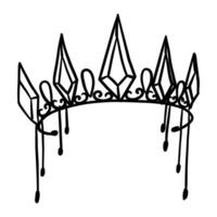 magical crown for women with ice floes in the shape of crystals in the doodle style. It is suitable for fantasy projects depicting queens, winter magic and magical worlds. decorate books. Halloween vector