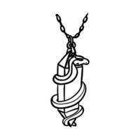 magic pendant with a crystal wrapped around a snake in the doodle style. It is suitable for projects in the genre of fantasy and magic. It is ideal for use in books, games or decorations, embodying vector