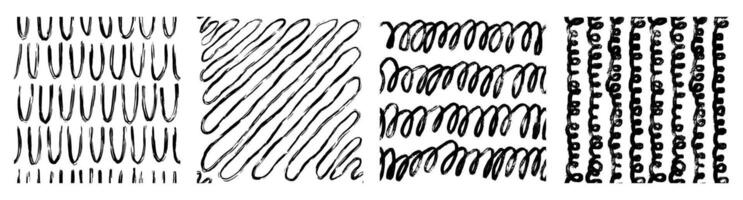 Set Aesthetic Contemporary printable seamless pattern with abstract line, dot, shape brush stroke in black and white colors. Boho background in minimalist style Illustration for wallpaper fabric vector