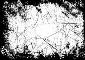 Grunge background with a scratched textured border in black and white vector