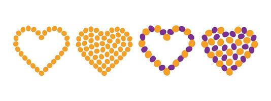 Apricots Plums Heart shapes Frame border Copy space Fruits Hearts Background Texture Template Set 4. Isolated illustration Thematic Fruits Healthy Eating Menu Cards, leaflet or web promo banner vector