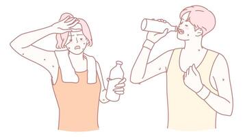 This illustration shows elements related to fitness hydration and exercise routines vector