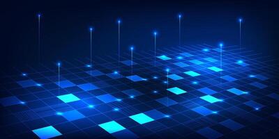 Data Technology The rising data grid Using technologies to store, process, analyze Big Data, AI, Machine Learning, Cloud Computing and Data Analytics that help businesses and organizations develop. vector