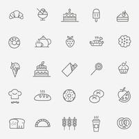 Bakery, pastry icons set - bread, donut, cake vector