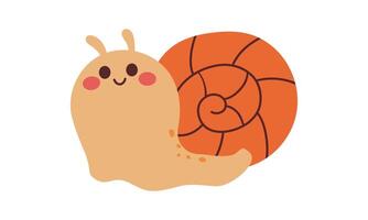 Cute snail. Spring character. Spring time. illustration in flat style hand drawn isolate on white. vector
