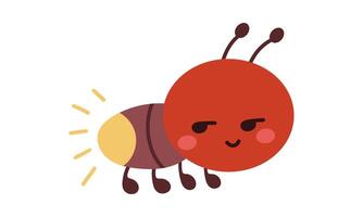 Beautiful firefly spread wings and light at the end of the body. design Insect beetle firefly. set of simple cartoon drawings with different angles and elements. vector