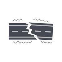 earthquake disaster shaking road building and warning concept vector