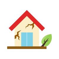 earthquake disaster shaking house building and warning concept vector
