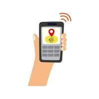 earthquake disaster shaking building and phone warning concept vector