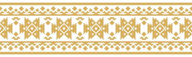 Gold Ethnic Border with Geometric Seamless Pattern for Textile and Fabric. vector