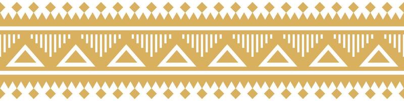 Classic Gold Ethnic Border and Geometric Aztec Pattern for Nordic and Oriental Design. vector