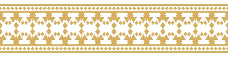 Gold Ethnic Border with Geometric Tribal Pattern for Decorative Design. vector