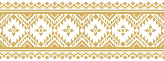 Ornamental Gold Ethnic Border with Seamless Geometric Pattern for Textile Art. vector