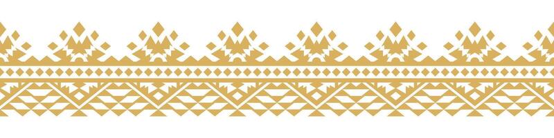 Ethnic Gold Border with Tribal Geometric Pattern for Fabric and Wrapping. vector