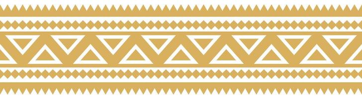 Abstract Gold Ethnic Border with Geometric Aztec Pattern for Clothing Design. vector