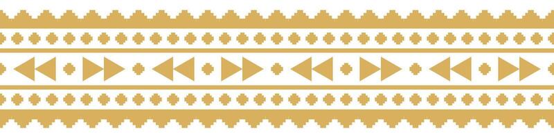Decorative Gold Ethnic Border and Geometric Tribal Pattern for Print Design. vector