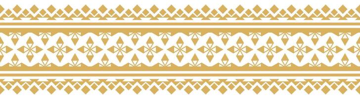 Traditional Gold Ethnic Border and Seamless Geometric Pattern for Wrapping Print. vector