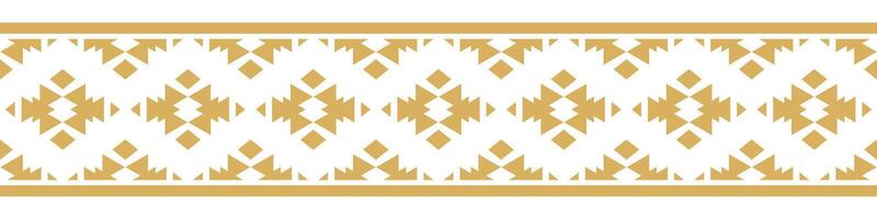 Stylish Gold Ethnic Border with Geometric Aztec Pattern for Boho Art. vector