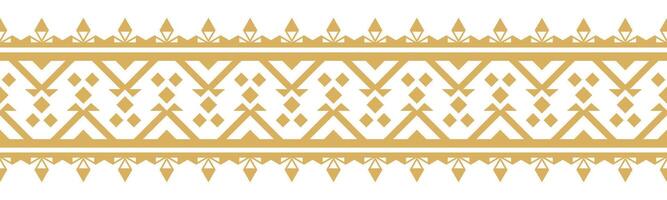 Abstract Gold Ethnic Border with Geometric Seamless Pattern for Clothing Design. vector